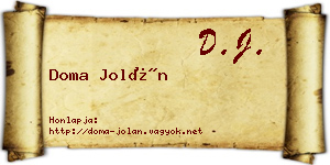 Doma Jolán névjegykártya