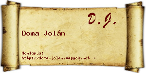Doma Jolán névjegykártya